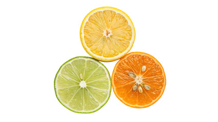 Fototapeta premium Citrus Trio Comparison Isolated on Transparent Background