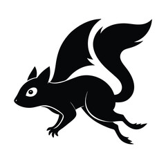 Flying Squirrel Silhouette Vector Icon – Nocturnal Gliding Mammal Outline