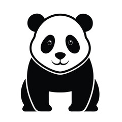 Panda Silhouette Vector Icon – Cute Endangered Animal Outline