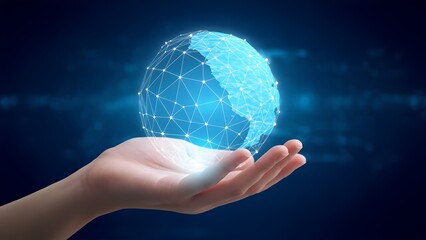 Digital innovation showcase hand holding glowing globe virtual environment abstract technology concept