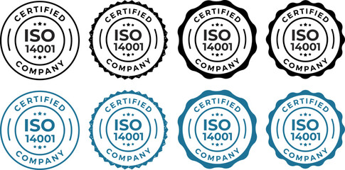 ISO 14001 Certified &ndash; Environmental Management System Label and Stamp Vector Design