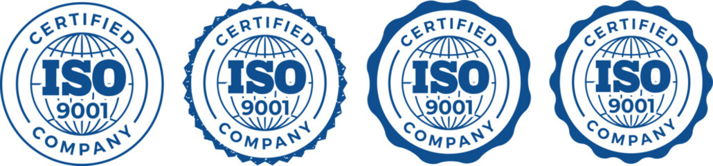 ISO 9001 Stamp Sign – Flat Black QMS Emblem for International Quality Management Guarantee