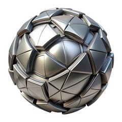 Metallic geometric sphere isolated on white background