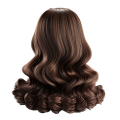 Back View of Shiny Wavy Brown Hair – Beauty and Haircare Concept on White Background
