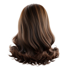 Back View of Shiny Wavy Brown Hair – Beauty and Haircare Concept on White Background