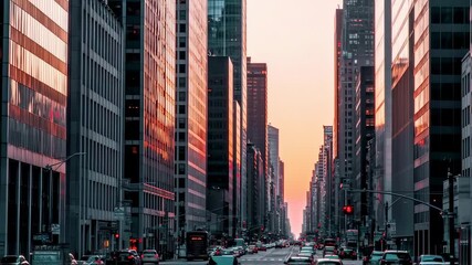 Urban skyline sunset view - Powered by Adobe