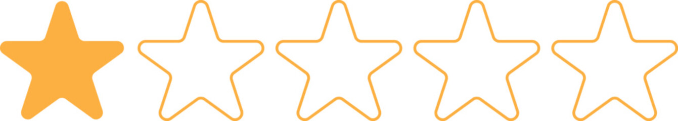 One out of five stars rating graphic with a single filled orange star and four empty stars