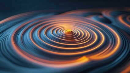 Naklejka premium Displaying concentric rings glowing on digital metal surface, showing warm reflections