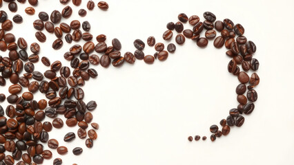  Coffee Beans Forming a Swirl on White Background
