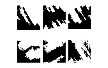 Naklejka premium A bold set of diagonal grunge brush stroke silhouettes with rough scratchy textures. Perfect for urban design, retro effects, digital overlays, album art, 