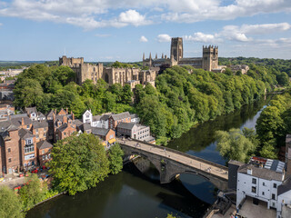 Durham castle and cathedral from Framwellgate Bridge, England