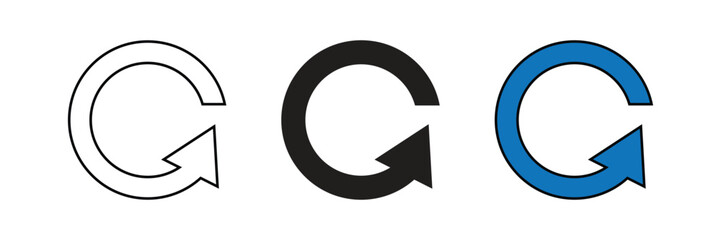 Refresh arrow reloads webpage content, updating information or restarting processes for current data.