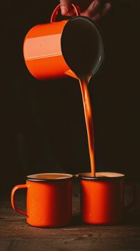 The process of making Teh Tarik. Malaysian originated drink