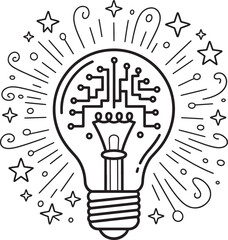 Futuristic Light Bulb with Circuit Board Technology Concept Vector Illustration. Tech Light Bulb, Circuit Idea Bulb, Innovative Energy Icon, Digital Creativity Symbol, Futuristic Ai Technology