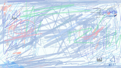 abstract hand drawn vector pen lines and various childish style shapes, marks. Scrawls and mess strokes line background
