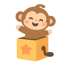 Illustration of Monkey Jack-in-the-box Toy