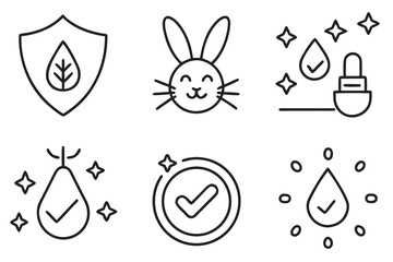 Set of six cosmetic and beauty icons on a white background skincare