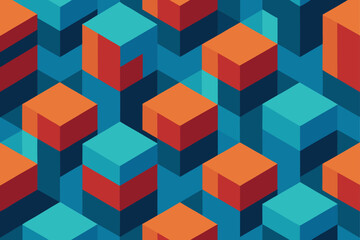 Isometric 3D Cubes Seamless Pattern Tech Inspired
