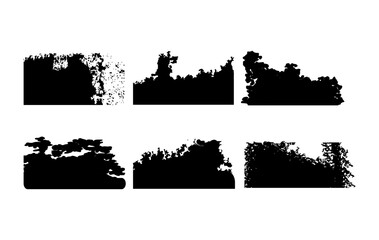 Fototapeta premium A set of grunge brush stroke borders, for adding distressed, vintage, or edgy effects to any design. These isolated ink textures are perfect for use in poster art, album covers, background overlays.
