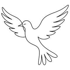 Flying dove with peace sign vector illustration, a symbol of freedom and love