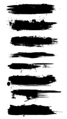 Abstract grunge brush black textured strokes big set isolated on a white stock illustration