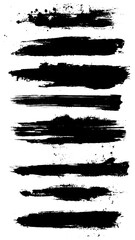 Abstract thin black textured strokes big set isolated on a white stock illustration
