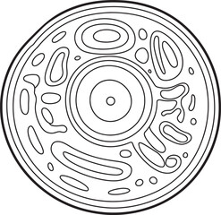 Abstract Microscopic Biological Cell Structure Vector Illustration. Microscopic Cell Art, Abstract Biology Circle, Petri Dish Design, Organic Cell Structure, Scientific Microorganism Vector