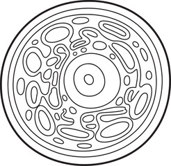 Abstract Microscopic Biological Cell Structure Vector Illustration. Microscopic Cell Art, Abstract Biology Circle, Petri Dish Design, Organic Cell Structure, Scientific Microorganism Vector