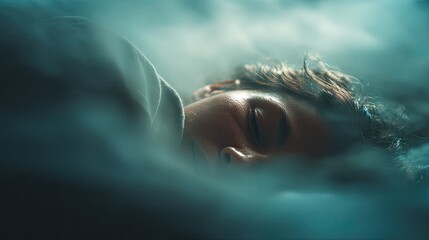 Person sleeping peaceful mood close up