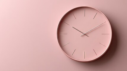 Pink wall clock minimalist design time concept