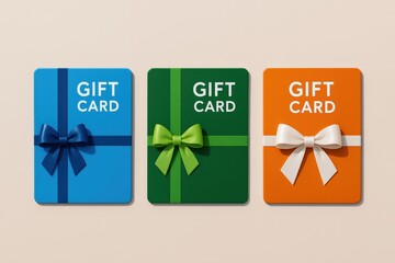 Vibrant Gift Cards Presenting Colorful Choices Embodies generosity and holiday cheer, showcasing diverse gifting options perfect for celebrations or special occasions.