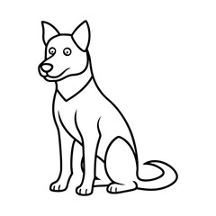 Attentive Sitting Dog with Curled Tail - Charming Vector Illustration for Animal Projects