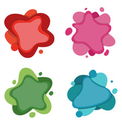 Abstract organic shape badge collection, flat vector design with shadow for branding or advertisement