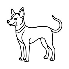 Alert Canine with Collar - Standing Dog Vector Outline for Pet Industry