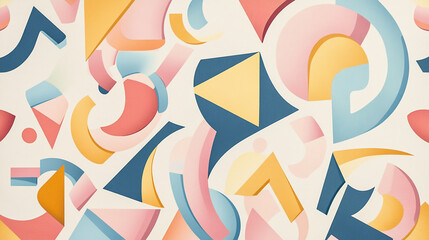 Modern Geometric Abstract Pattern with 3D Shapes and Vibrant Colors
