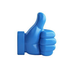 High-resolution 3D thumbs-up hand icon with rounded wrist and blocky fingers, optimistic approval symbol on transparent background