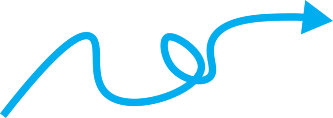 Blue arrow curve progress upward direction
