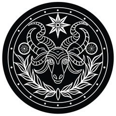 Intricate Zodiac Button Design in Crisp Vector Format