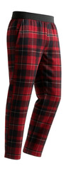 Flannel plaid pajama pants with elastic waistband and side pockets in classic red tartan