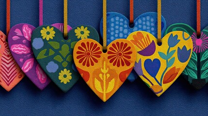 Hispanic heritage heart flags design, cultural celebration symbol for diversity, community pride, and festival decoration use