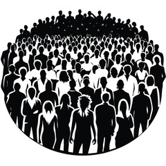 Naklejka premium Crowd of Diverse Flattened People Vectors Isolated on a White Background