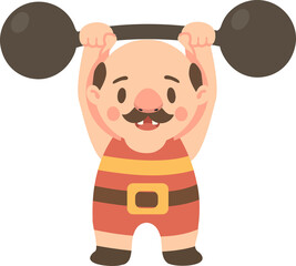 Cartoon Strongman Weightlifting Illustration