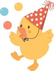 Fototapeta premium Illustration of a Baby Chick Juggling Balls
