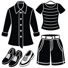 Obraz premium Extensive Collection of Isolated Clothing and Footwear Silhouettes