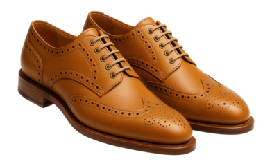 Traditional wingtip brogues in a warm honey leather