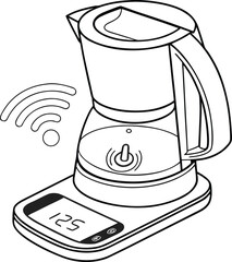 Smart kettle device on a scale with WiFi connection display