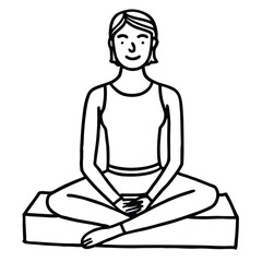 -line-sketch-of-person-sitting-on-yoga-block-in-mi.eps