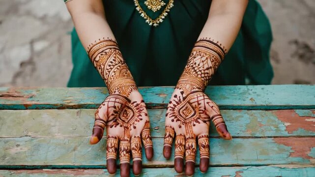 indian intricate henna designs hands with floral butterfly patterns video