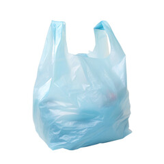 Fototapeta premium A crumpled light blue plastic shopping bag isolated on gray background transparent background Generative AI