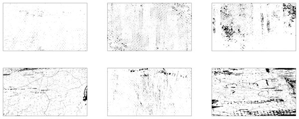 Dust Dots Grunge Texture Set. Black Dusty Scratchy Pattern Collection. 